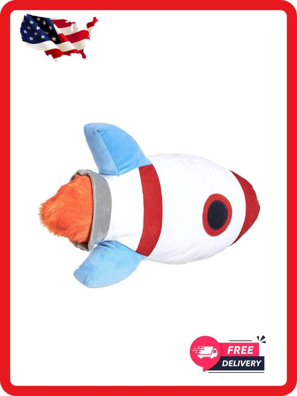 Amazon Basics Space Rocket Decorative Pillow Plush Kids Bedroom Décor 16.5"